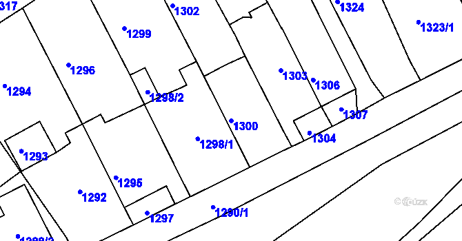 Parcela st. 1300 v KÚ Jedovnice, Katastrální mapa