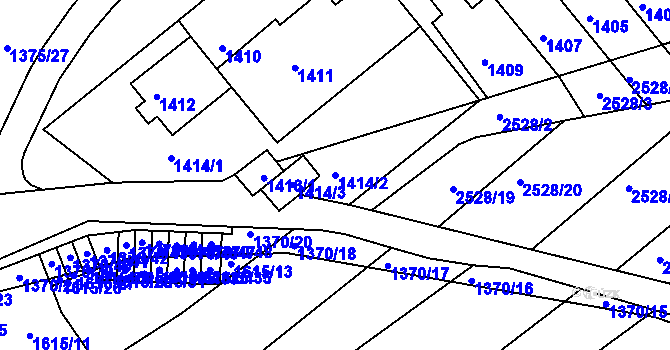 Parcela st. 1414/2 v KÚ Jedovnice, Katastrální mapa