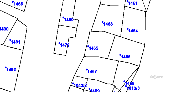 Parcela st. 1465 v KÚ Jedovnice, Katastrální mapa