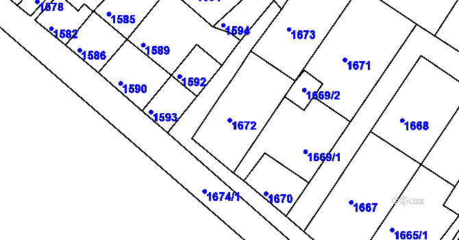 Parcela st. 1672 v KÚ Jedovnice, Katastrální mapa