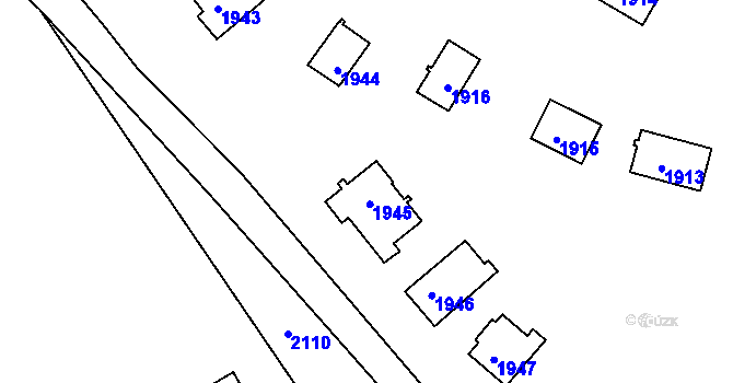 Parcela st. 1945 v KÚ Jedovnice, Katastrální mapa