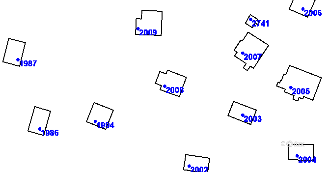 Parcela st. 2008 v KÚ Jedovnice, Katastrální mapa