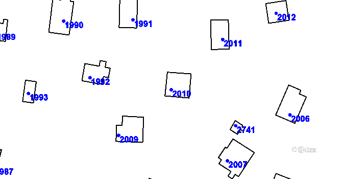 Parcela st. 2010 v KÚ Jedovnice, Katastrální mapa