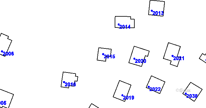Parcela st. 2015 v KÚ Jedovnice, Katastrální mapa