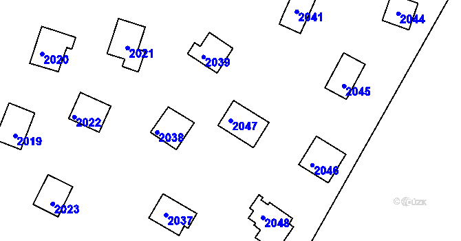 Parcela st. 2047 v KÚ Jedovnice, Katastrální mapa