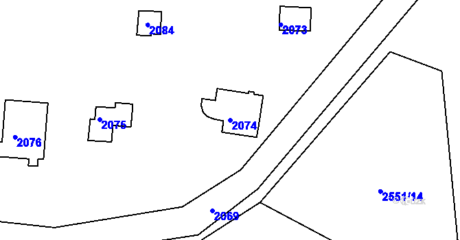 Parcela st. 2074 v KÚ Jedovnice, Katastrální mapa