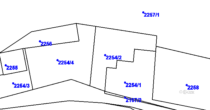 Parcela st. 2254/2 v KÚ Jedovnice, Katastrální mapa