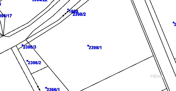 Parcela st. 2398/1 v KÚ Jedovnice, Katastrální mapa