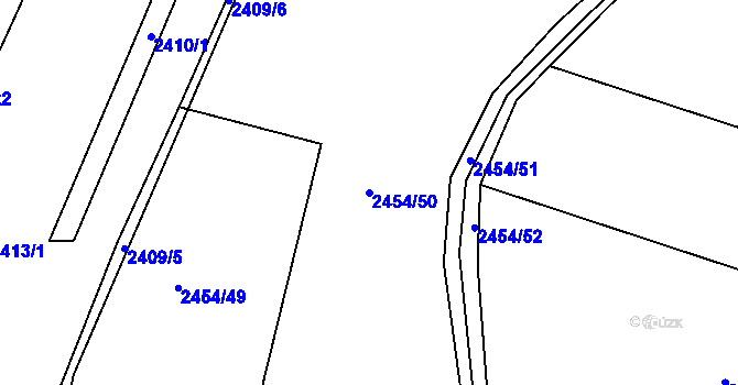 Parcela st. 2454/50 v KÚ Jedovnice, Katastrální mapa