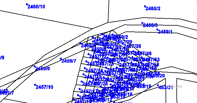 Parcela st. 2457/21 v KÚ Jedovnice, Katastrální mapa