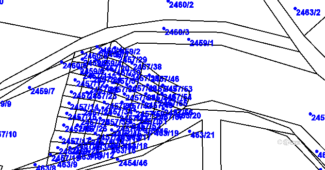 Parcela st. 2457/53 v KÚ Jedovnice, Katastrální mapa