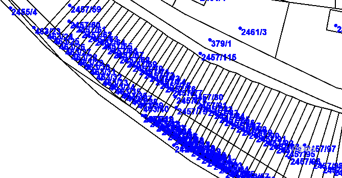 Parcela st. 2457/77 v KÚ Jedovnice, Katastrální mapa