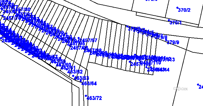 Parcela st. 2457/102 v KÚ Jedovnice, Katastrální mapa