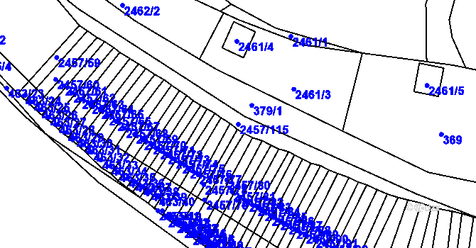 Parcela st. 2457/115 v KÚ Jedovnice, Katastrální mapa