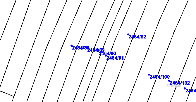 Parcela st. 2464/90 v KÚ Jedovnice, Katastrální mapa