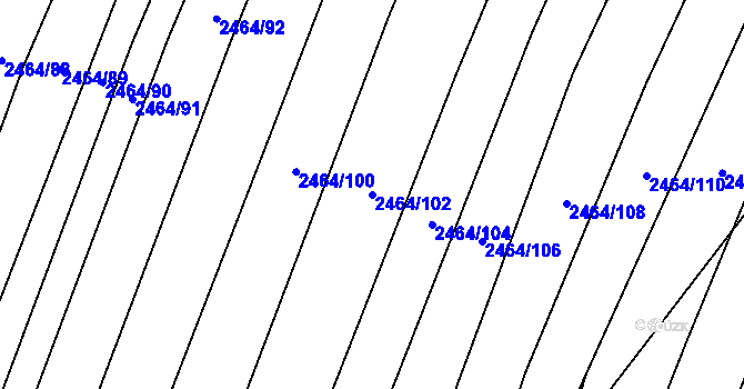 Parcela st. 2464/102 v KÚ Jedovnice, Katastrální mapa