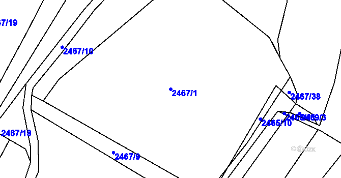 Parcela st. 2467/1 v KÚ Jedovnice, Katastrální mapa