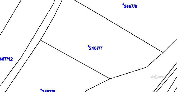 Parcela st. 2467/7 v KÚ Jedovnice, Katastrální mapa