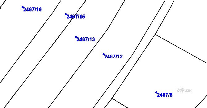 Parcela st. 2467/12 v KÚ Jedovnice, Katastrální mapa
