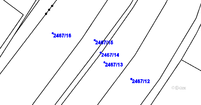 Parcela st. 2467/14 v KÚ Jedovnice, Katastrální mapa