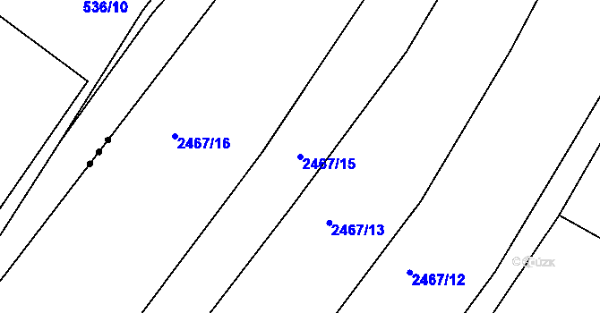 Parcela st. 2467/15 v KÚ Jedovnice, Katastrální mapa