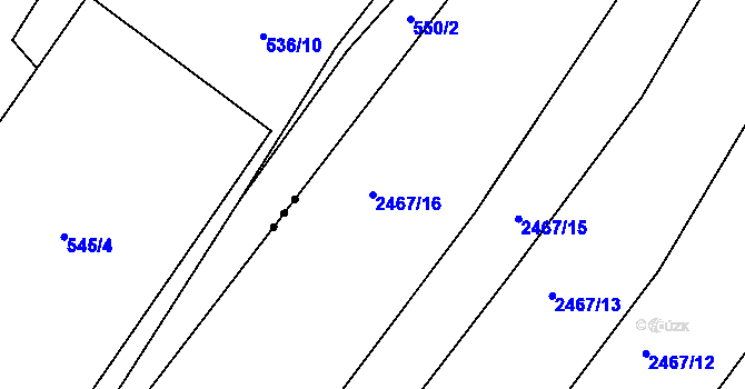 Parcela st. 2467/16 v KÚ Jedovnice, Katastrální mapa