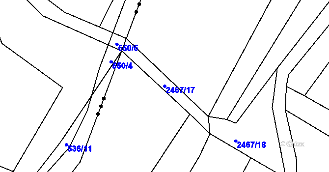Parcela st. 2467/17 v KÚ Jedovnice, Katastrální mapa