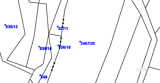 Parcela st. 2467/20 v KÚ Jedovnice, Katastrální mapa
