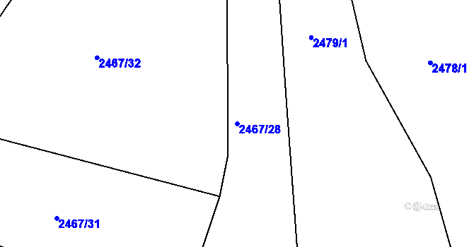 Parcela st. 2467/28 v KÚ Jedovnice, Katastrální mapa