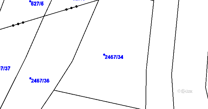 Parcela st. 2467/34 v KÚ Jedovnice, Katastrální mapa