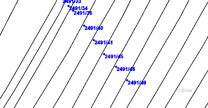 Parcela st. 2491/45 v KÚ Jedovnice, Katastrální mapa