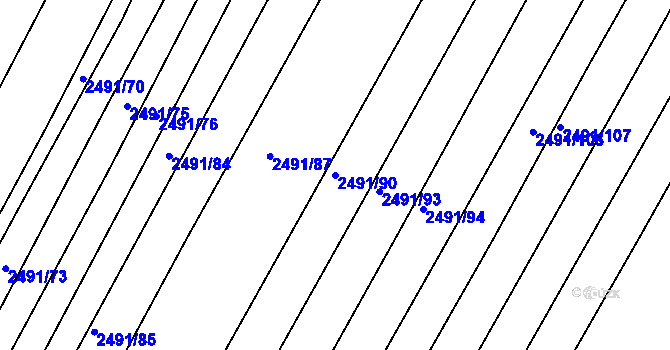 Parcela st. 2491/90 v KÚ Jedovnice, Katastrální mapa