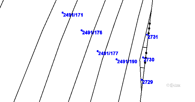 Parcela st. 2491/177 v KÚ Jedovnice, Katastrální mapa