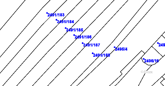 Parcela st. 2491/187 v KÚ Jedovnice, Katastrální mapa