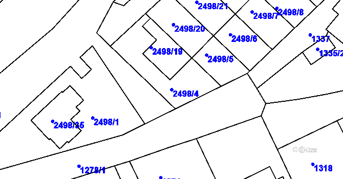 Parcela st. 2498/4 v KÚ Jedovnice, Katastrální mapa