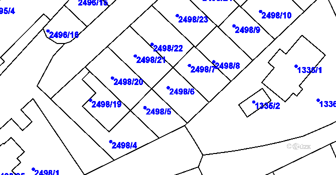 Parcela st. 2498/6 v KÚ Jedovnice, Katastrální mapa