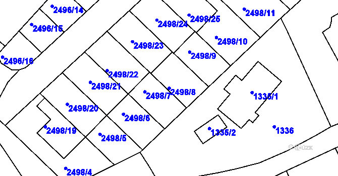 Parcela st. 2498/8 v KÚ Jedovnice, Katastrální mapa