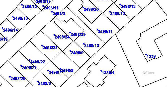 Parcela st. 2498/10 v KÚ Jedovnice, Katastrální mapa