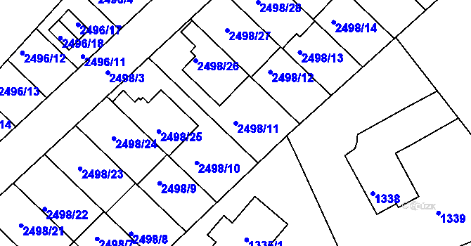 Parcela st. 2498/11 v KÚ Jedovnice, Katastrální mapa