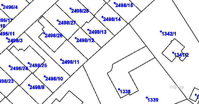 Parcela st. 2498/18 v KÚ Jedovnice, Katastrální mapa