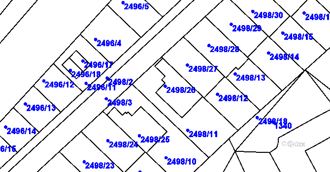 Parcela st. 2498/26 v KÚ Jedovnice, Katastrální mapa