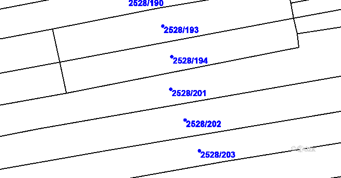 Parcela st. 2528/201 v KÚ Jedovnice, Katastrální mapa