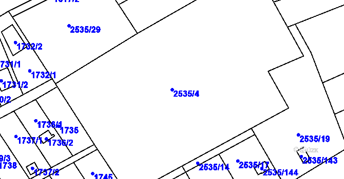 Parcela st. 2535/4 v KÚ Jedovnice, Katastrální mapa