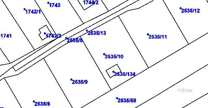 Parcela st. 2535/10 v KÚ Jedovnice, Katastrální mapa
