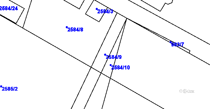 Parcela st. 2584/9 v KÚ Jedovnice, Katastrální mapa