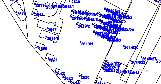 Parcela st. 2619/1 v KÚ Jedovnice, Katastrální mapa