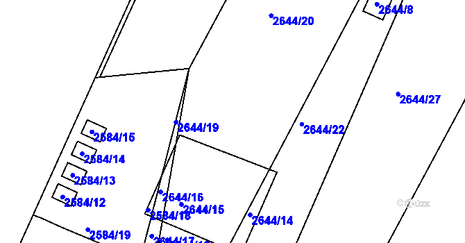 Parcela st. 2644/12 v KÚ Jedovnice, Katastrální mapa