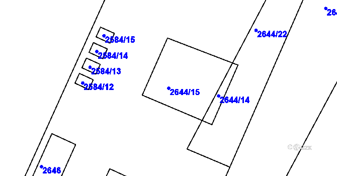 Parcela st. 2644/15 v KÚ Jedovnice, Katastrální mapa