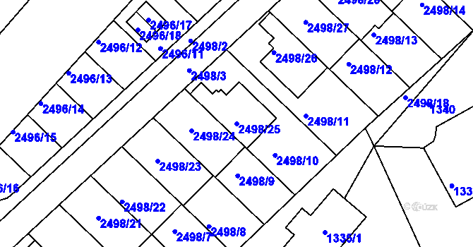Parcela st. 2498/25 v KÚ Jedovnice, Katastrální mapa