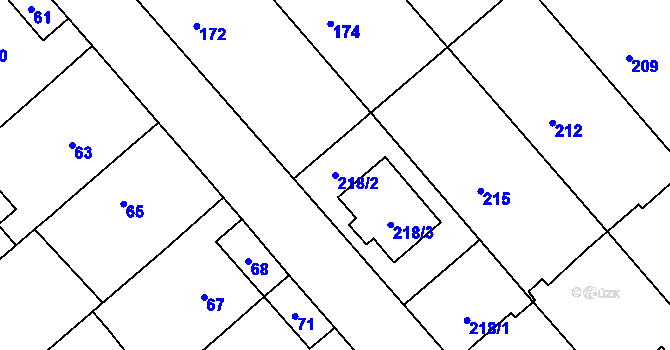 Parcela st. 218/2 v KÚ Jedovnice, Katastrální mapa
